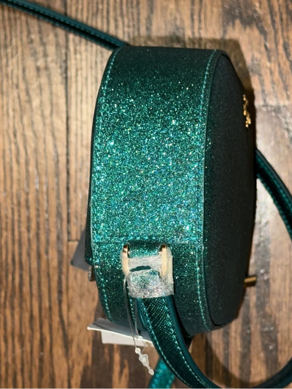 Kate Spade Teal Glitter Oval Crossbody Bag